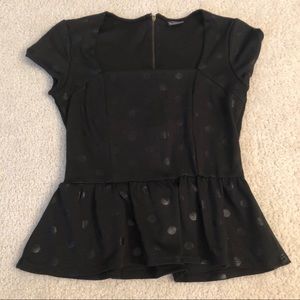 Urban outfitters black polka dot peplum top